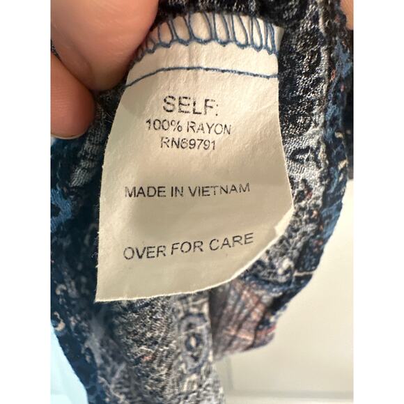 Fig and Flower Blue with Mauve Pink Boho Pattern Blouse - Picture 4 of 6